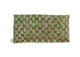 Peacegoods Eye Pillow . lavender flax, leaf pattern, block print cotton, India, green, natural, soft, soothing, yoga, massage, spa, relaxation, aromatherapy, meditation, gift, made usa